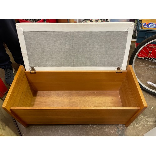 63 - 1960S TEAK AND PADDED TOP BLANKET BOX