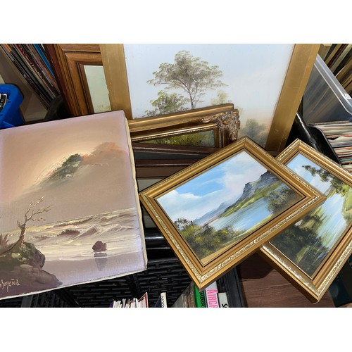 382 - CRATE - VARIOUS OIL PAINTINGS OF LANDSCAPES INCLUDING OIL ON CANVAS BY JOHN CORCORAN