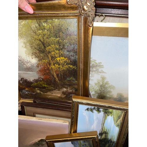 382 - CRATE - VARIOUS OIL PAINTINGS OF LANDSCAPES INCLUDING OIL ON CANVAS BY JOHN CORCORAN