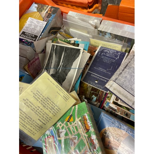 403 - ORANGE CRATE OF UNOPENED PACKS OF POSTCARDS, AND OTHER LOOSE CARDS