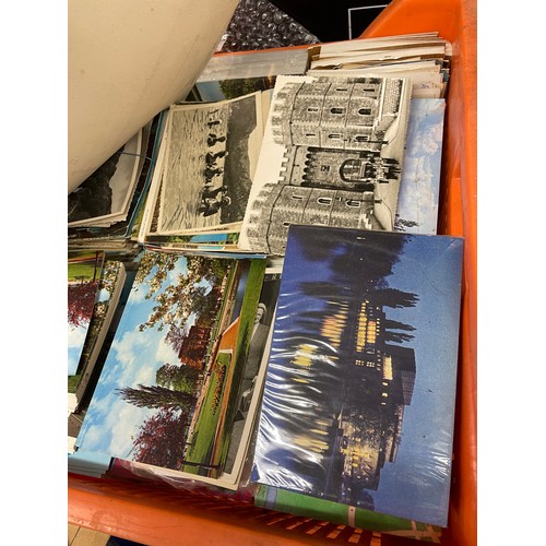 403 - ORANGE CRATE OF UNOPENED PACKS OF POSTCARDS, AND OTHER LOOSE CARDS