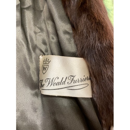 530 - THE WEALD FURRIERS LABELLED BROWN THREE QUARTER LENGTH LADIES COAT