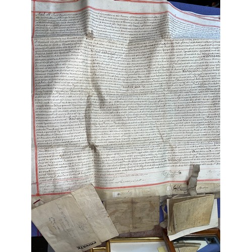 454 - INK INDENTURE 1673 WITH SEAL, AND VELUM DOCUMENT 1594 POSSIBLY