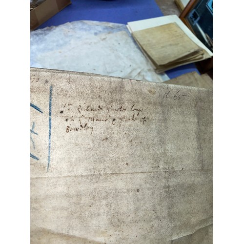 454 - INK INDENTURE 1673 WITH SEAL, AND VELUM DOCUMENT 1594 POSSIBLY