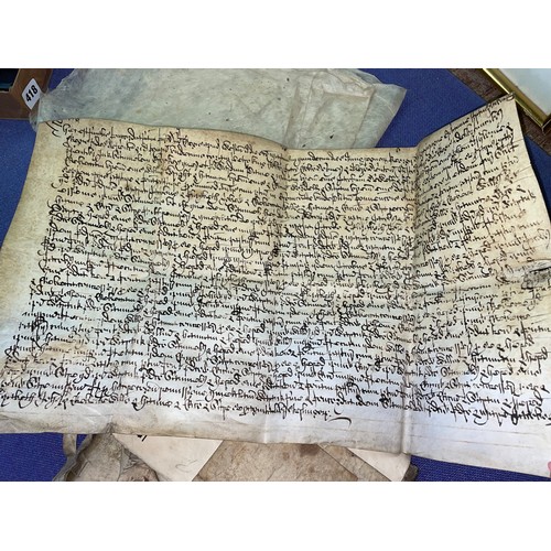 454 - INK INDENTURE 1673 WITH SEAL, AND VELUM DOCUMENT 1594 POSSIBLY