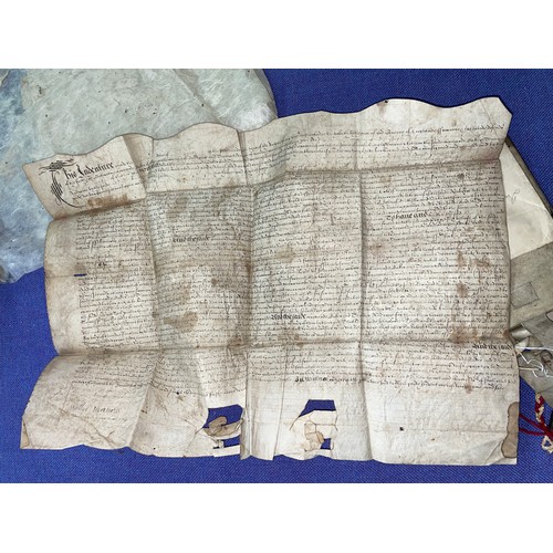 454 - INK INDENTURE 1673 WITH SEAL, AND VELUM DOCUMENT 1594 POSSIBLY