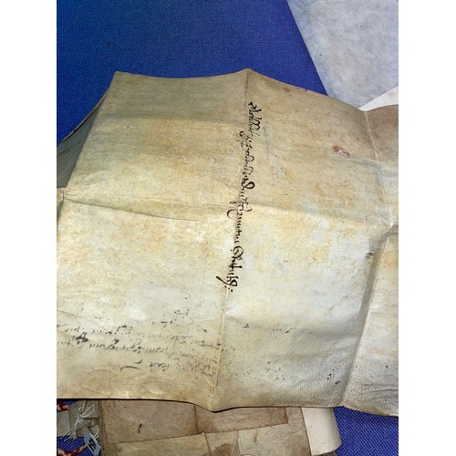 454 - INK INDENTURE 1673 WITH SEAL, AND VELUM DOCUMENT 1594 POSSIBLY