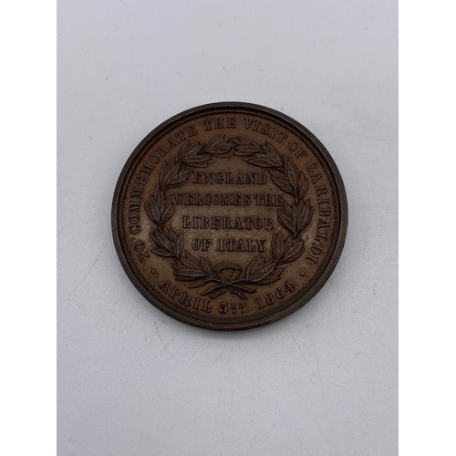 434 - BRONZE MEDALLION TO COMMEMORATE THE VISIT OF GARIBALDI APRIL 5TH 1864