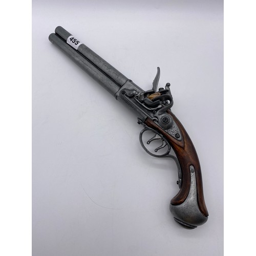 455 - REPLICA DOUBLE BARRELLED FLINT LOCK PISTOL