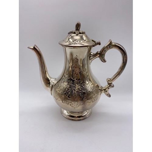 474 - EPNS FOUR PIECE ENGRAVED TEA AND COFFEE SERVICE