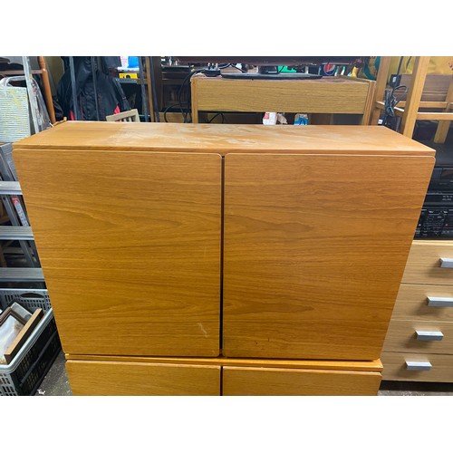 191 - TEAK WALL MOUNTED CABINET A/F AND TWO LARGER BOOKSHELVES