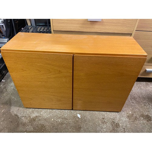 192 - TEAK WALL MOUNTED CABINET AND SMALL BOOKSHELF