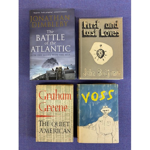 241 - HARDBACK BOOKS INCLUDING FIRST EDITION EXAMPLES GRAHAM GREEN “THE QUIET AMERICAN”, “VOSS” BY PATRICK... 