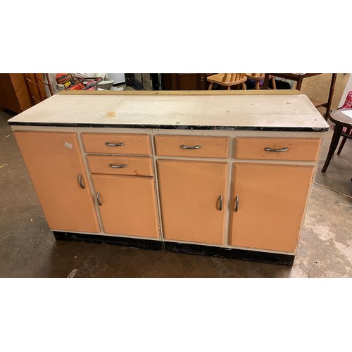 77 - MID 20TH CENTURY PAINTED AND FORMICA KITCHEN DRAWER AND CUPBOARD UNIT