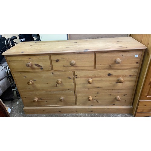 81 - PINE THREE OVER FOUR DRAWER LONG CHEST