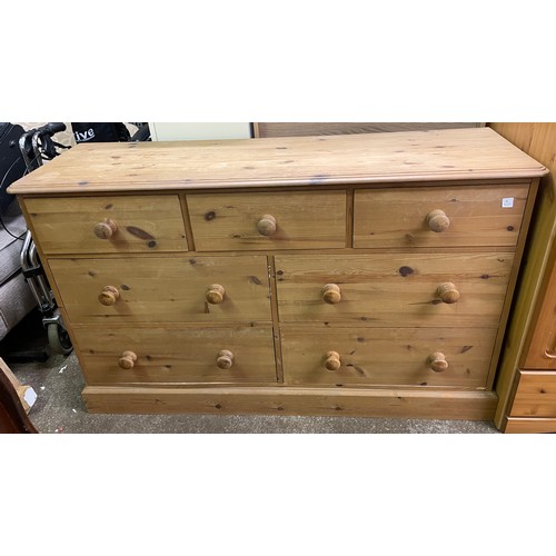 81 - PINE THREE OVER FOUR DRAWER LONG CHEST