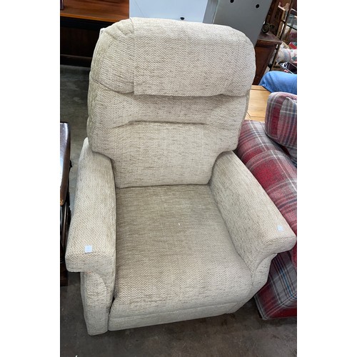 167 - OATMEAL FABRIC ELECTRIC RECLINING CHAIR