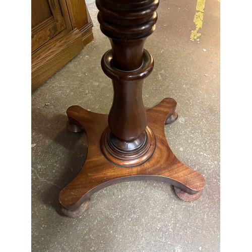 180 - VICTORIAN MAHOGANY TURNED PEDESTAL OCCASIONAL TABLE ON CONCAVE BASE