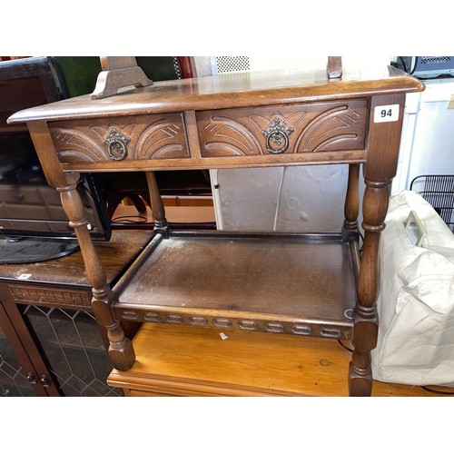 94 - OAK TWO DRAWER SIDE TABLE