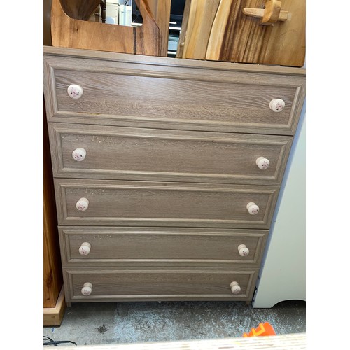 53 - LIMED ASH FIVE DRAWER CHEST