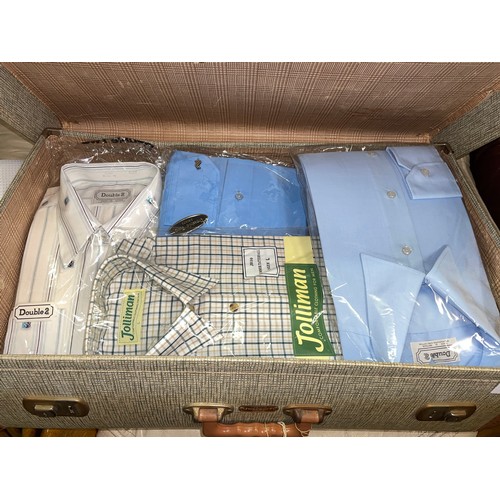 84 - VINTAGE FOX CROFT SUITCASE AND CONTENTS WHICH INCLUDE DRESS SHIRTS