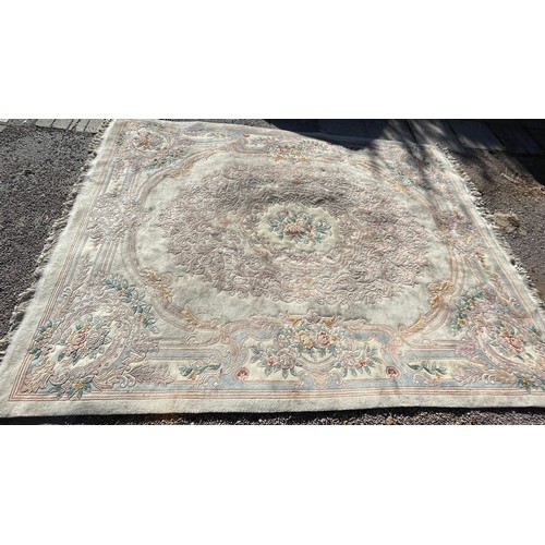 193 - LARGE CHINESE WASH WOOLLEN CARPET 273CM x 372CM