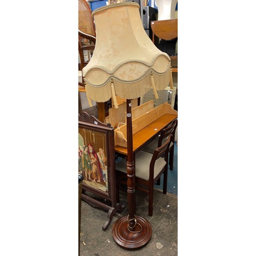 149 - MAHOGANY FLUTED LAMP STANDARD WITH TASSLED SHADE