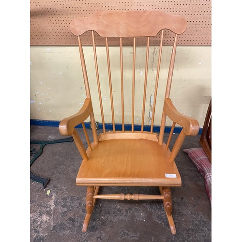 147 - BEECH SPINDLE BACK ROCKING ARMCHAIR