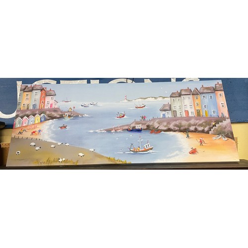 202A - TWO CANVAS OF BEACH SCENES