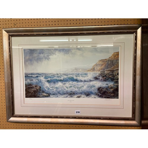 216 - SIGNED LIMITED EDITION PRINT 204 / 850 SUNLIT COAST BY KEITH CAST