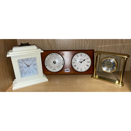 235 - BATTERY OPERATED MANTLE CLOCKS AND BAROMETER