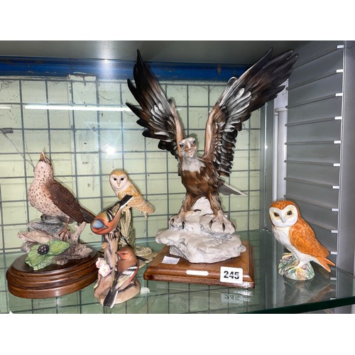 245 - ROYAL WORCESTER CHAFFINCH, BESWICK OWL, CAPO BIRD OF PREY AND OTHERS