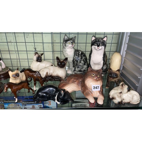 247 - SELECTION OF POTTERY CAT FIGURES BY COOPER CRAFT, BESWICK, AND OTHERS