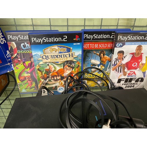 249 - SONY PLAYSTATION 2, CONTROLLERS, LEADS, AND GAMES