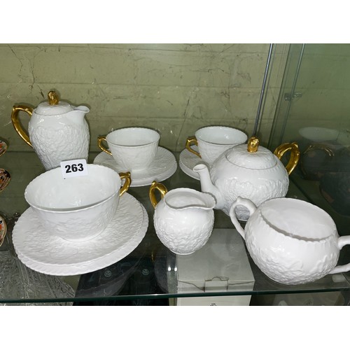 263 - SPODE GILDED BLANC DE CHINE TETE E TETE AND TRIO