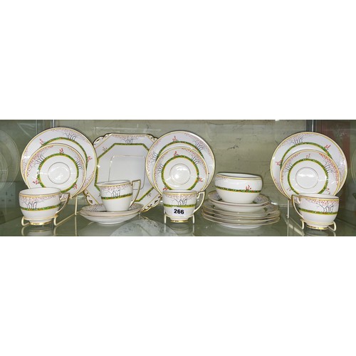 266 - CARTLTON WARE BONE CHINA TRIOS, SANDWICH PLATE AND ONE OTHER PART SET