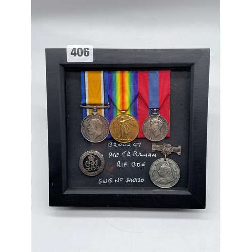 406 - WWI MEDAL DUO AND GEORGE VI MEDAL B200247 TO PTE TR. PULHAM RIF BDE WITH SCHOOL BOARD FOR LONDON MED... 