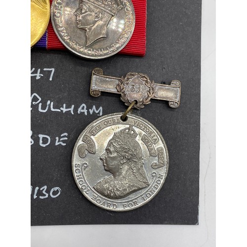 406 - WWI MEDAL DUO AND GEORGE VI MEDAL B200247 TO PTE TR. PULHAM RIF BDE WITH SCHOOL BOARD FOR LONDON MED... 