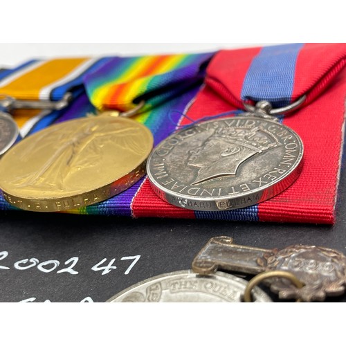 406 - WWI MEDAL DUO AND GEORGE VI MEDAL B200247 TO PTE TR. PULHAM RIF BDE WITH SCHOOL BOARD FOR LONDON MED... 