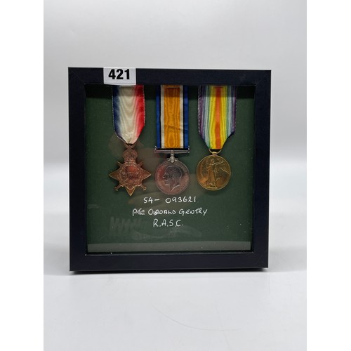 421 - WWI MEDAL TRIO S4-093621 TO PTE OSWALD GENTRY R.A.S.C