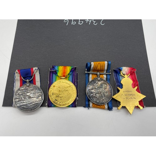 405 - WWI MEDAL TRIO 234996 LSF EDWARDS RN