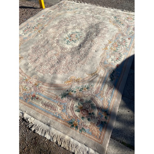 193 - LARGE CHINESE WASH WOOLLEN CARPET 273CM x 372CM