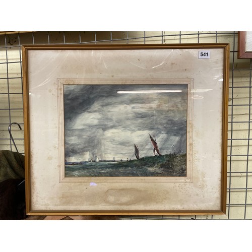 475 - CJ THORNTON WATERCOLOUR OF STORMY RIVER LANDSCAPE