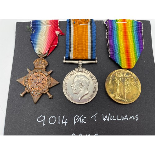 418 - WWI MEDAL TRIO 9014 PTE T WILLIAM RAMC