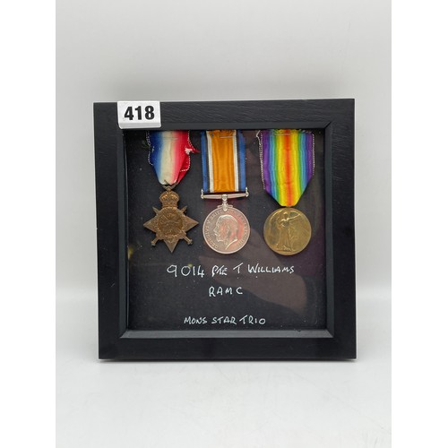 418 - WWI MEDAL TRIO 9014 PTE T WILLIAM RAMC