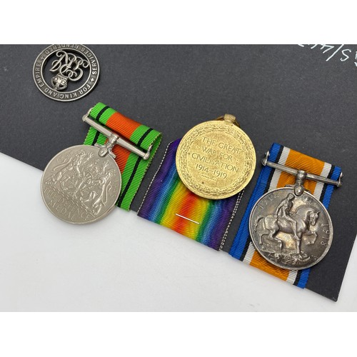 416 - TWO WWI DUO AND WWII MEDAL TO GS/44736 PTE A.LOWNDES R FUSILIERS SWB 44852 WITH ARP BADGE AND OTHERS