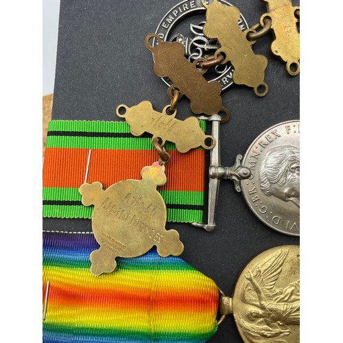 416 - TWO WWI DUO AND WWII MEDAL TO GS/44736 PTE A.LOWNDES R FUSILIERS SWB 44852 WITH ARP BADGE AND OTHERS