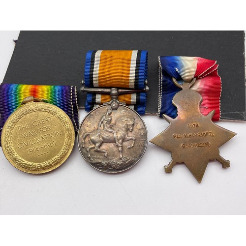 409 - MILITARY MONS STAR 1914 TRIO MEDAL GROUP 1979 A.CPL. V.HOPCRAFT SEA FORTH SEAFORTH HIGH  K.A. RIFLES... 