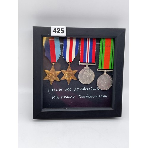 425 - WWII MEDALS 5112618 PTE JF ARCH 2ND R.WAR.R KIA FRANCE 02/081944