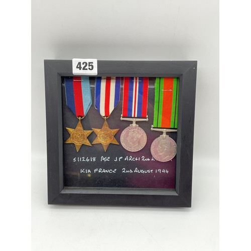 425 - WWII MEDALS 5112618 PTE JF ARCH 2ND R.WAR.R KIA FRANCE 02/081944